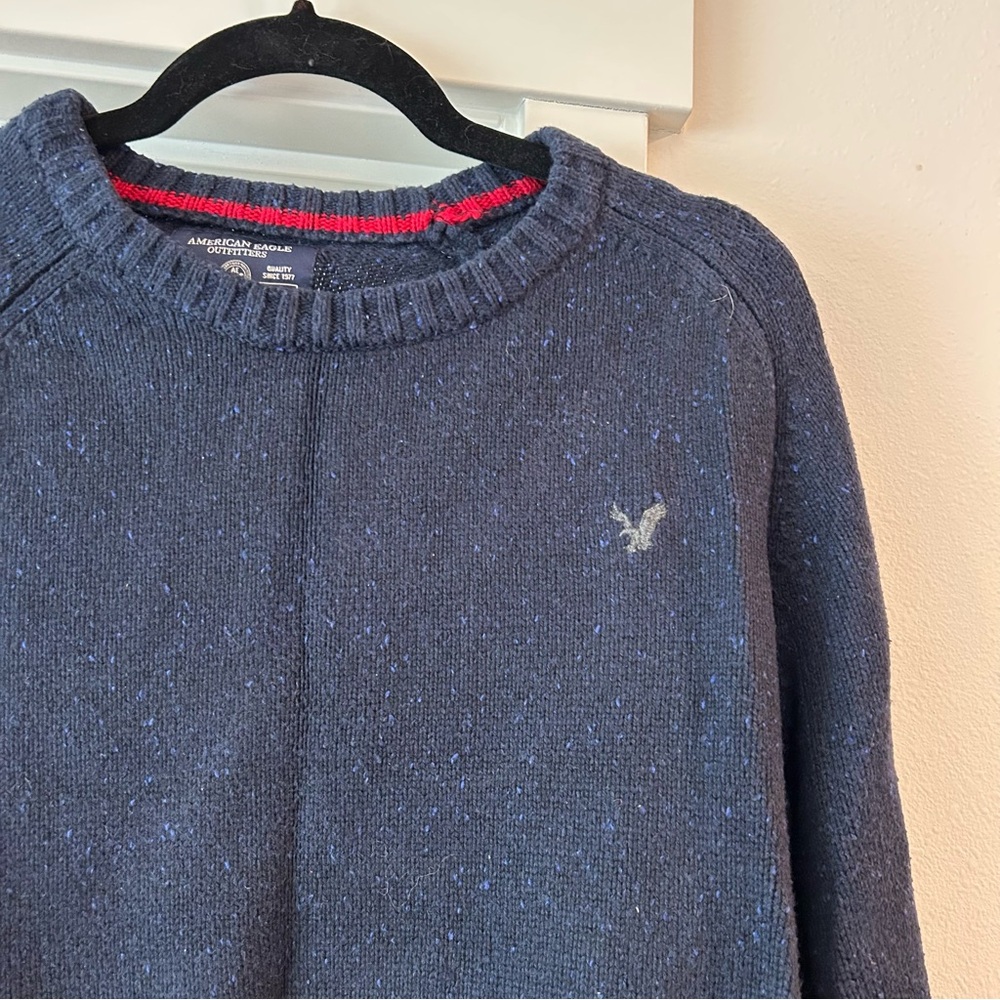 American Eagle outfitters athletic fit cotton navy vintage crew neck sweater